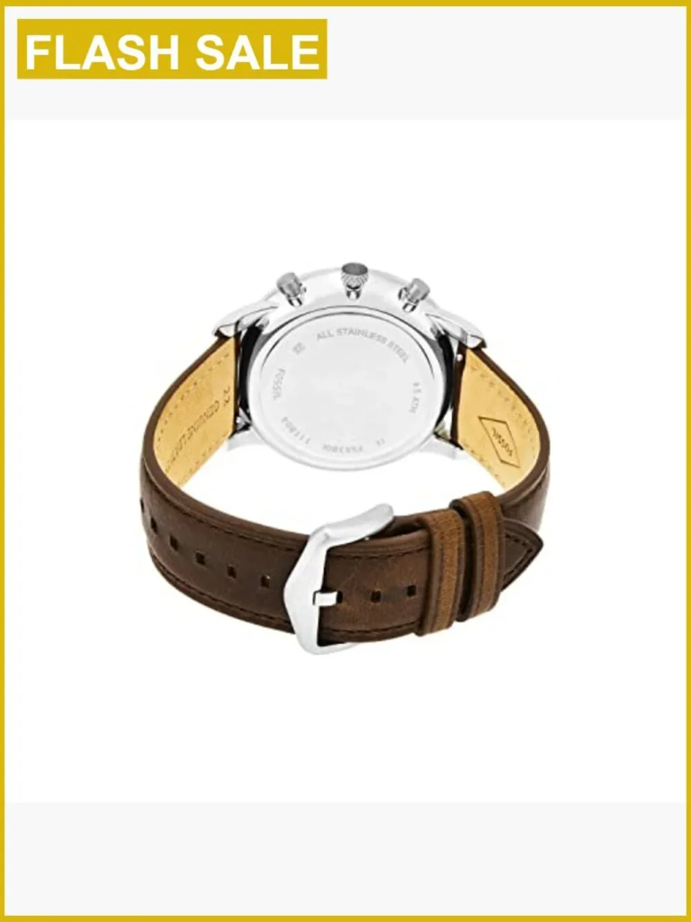 Men's Chronograph Watch Stainless Steel Leather Quartz Analog 44mm